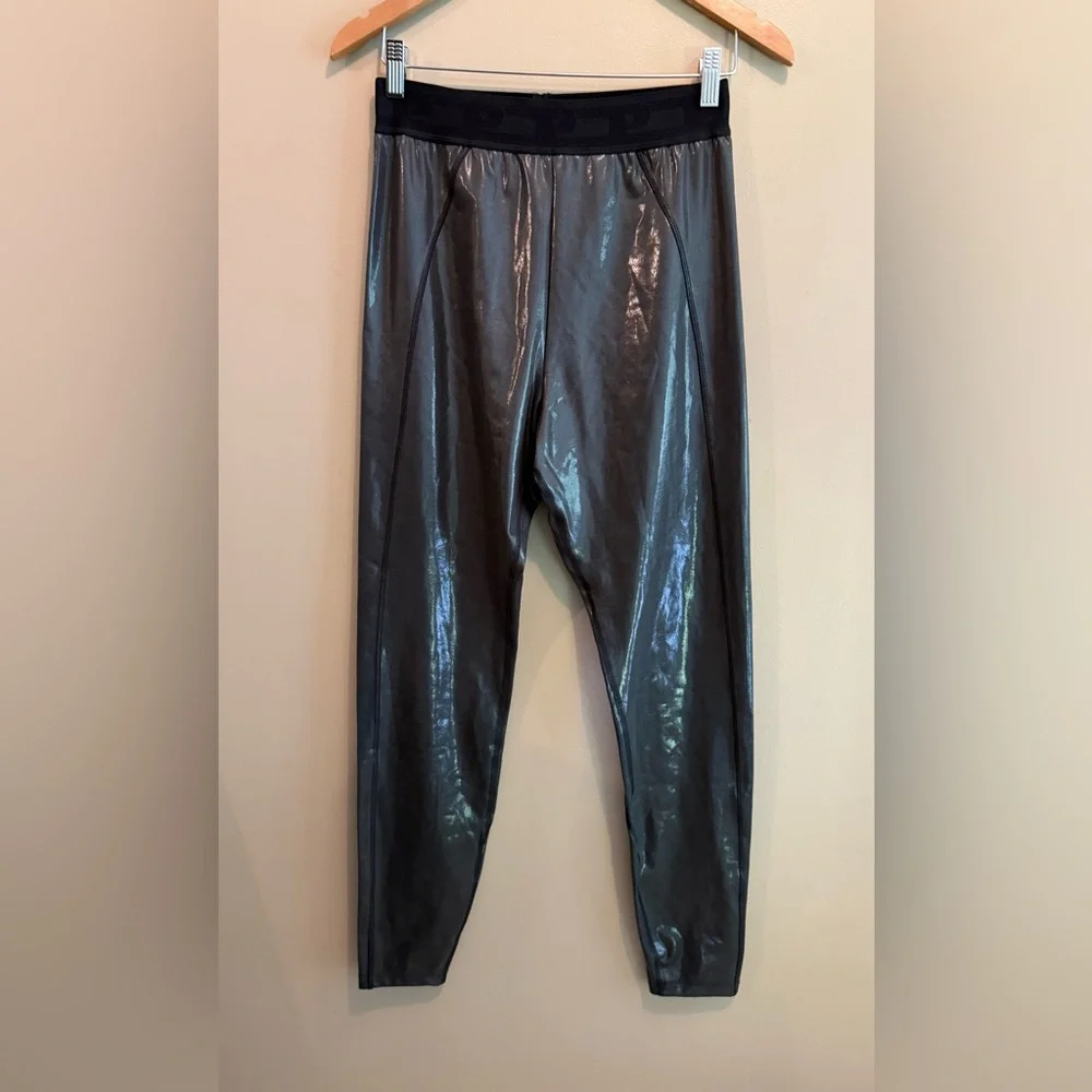 Pink Active Charcoal Black Metallic Leggings